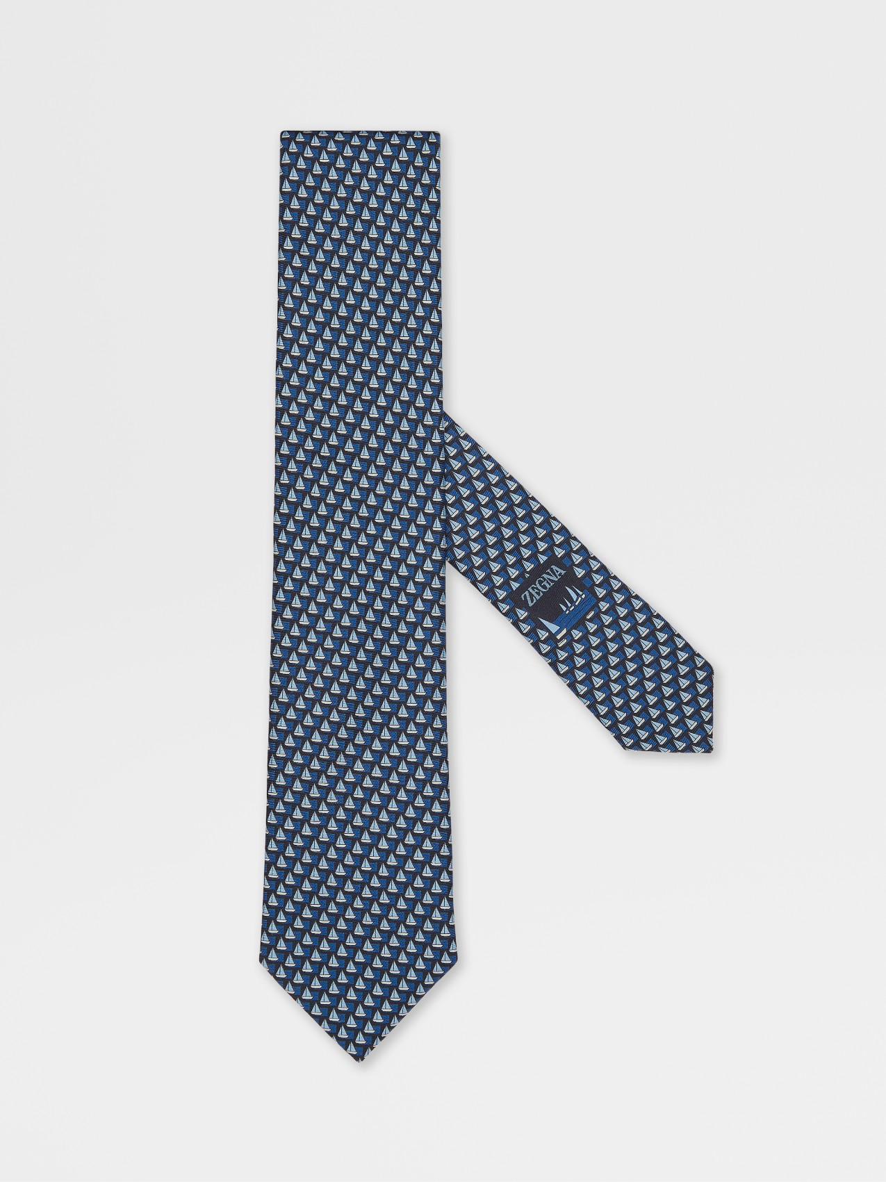 Dark Blue Printed Silk Tie